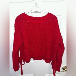 Candie’s Chenille Tie-Side Red Sweater